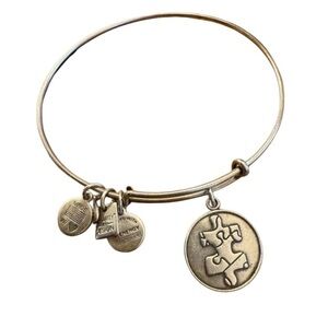 Alex and Ani Silver Piece of the Puzzle Autism Awareness Charm Bangle